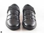 Black genuine leather casual sandals - 3