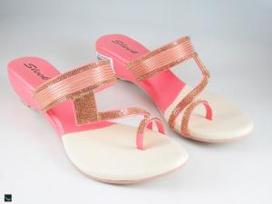 Combo of pink &white small heels for ladies in pink