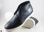 Men's casual leather boots shoes - 4