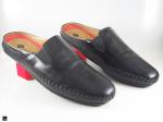 Soft leather plain black half shoes - 2