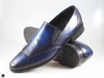 Patina finished wing tip Loafer in blue - 1