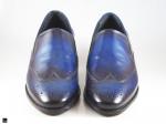 Patina finished wing tip Loafer in blue - 3