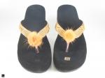 Women sandals in black with golden tip - 4