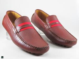 Stylish maroon loafers with honey button sole