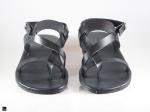 Black toe ringed leather sandals - 3