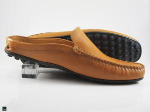 Stylish yellow milled tan loafers