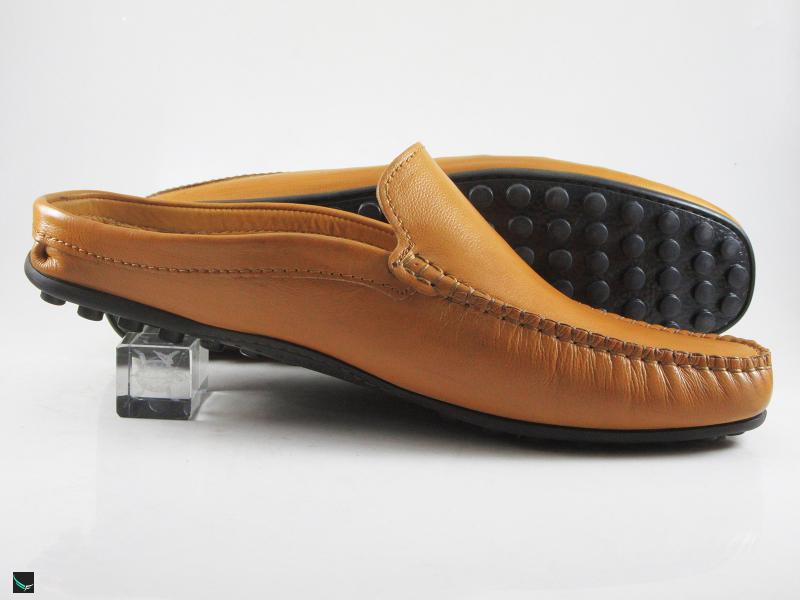 Stylish yellow milled tan loafers