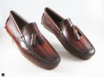 Patina finished tassel loafer with stripe print in Tan - 1