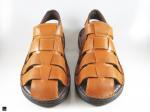 Tan Men's Closed Toe Leather Sandals - 4