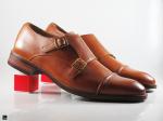 Double monk brown leather shoes - 4