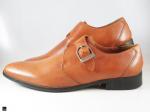 Plain single monk tan leather shoe for Mens - 5