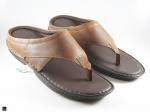 Thong slip-on Brown sandals in leather - 1