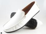 Mens Classic white Leather Loafers - 1