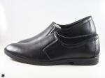 Plain black leather office cut shoes for men - 5