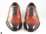 Patina finished Plain Vamp Oxford with Wood Textured Finish in Tan - 3