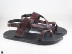 Black and brown toe ringed leather sandals - 4