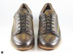 Patina Finished Sneakers with Stripe and check finish in Green - 2