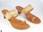 Toe ring type small heels for ladies for ethnic wear in brown - 1