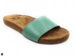 Smooth Leather slide in Aqua - 6