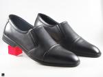 Black leather office cut shoes for men with toe cut - 2