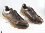 Patina Finished Sneakers with Stripe and check finish in Green - 6