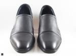 Black leather office cut shoes for men with toe cut - 3