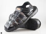 Black windowed leather sandals for daily use - 2