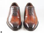 Patina finished Plain Vamp Oxford with Wood Texture in Brown - 3