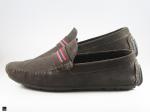 Tricolor Webbing in saddle Men's suede shoe in brown - 6