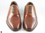 Patina finished oxford with Toe emboss in Tan - 3