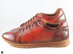 Patina Finished Sneakers with Marble Finish in Tan - 5