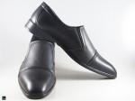 Black leather office cut shoes for men with toe cut - 4