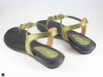 Floral design flats in green for ladies - 2