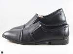 Black leather office cut shoes for men with toe cut - 5