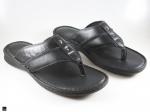 Thong strap Black genuine leather Slippers - 1