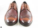 Patina finished derby tan With Diamond print - 2