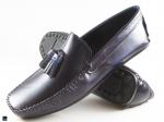 Patina finished tassel loafer with stripe print in blue - 4