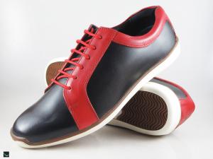 Men's stylish comfort black and red leather shoes