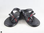 Men's black casual leather flipflop - 1