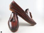 Patina finished tassel loafer with stripe print in Tan - 3