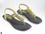 Floral design flats in green for ladies - 1