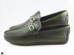 Patina finished loafer with  saddle ornament in green - 5