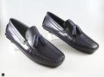 Patina finished tassel loafer with stripe print in blue - 5