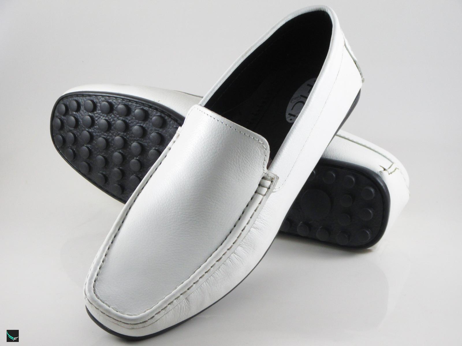 Men's Casual Leather Classic White Loafers - 3756 - Leather Collections ...