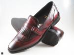 Patina finished loafers with single monk in Burgundy - 1