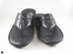 Thong strap Black genuine leather Slippers - 4