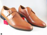 Plain single monk tan leather shoe for Mens - 2