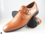 Plain single monk tan leather shoe for Mens - 1