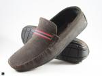 Tricolor Webbing in saddle Men's suede shoe in brown - 1