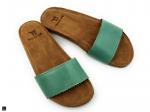 Smooth Leather slide in Aqua - 2